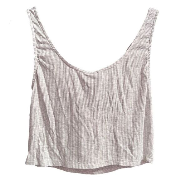 Bobi Ribbed Cropped Cowl Neck Tank Top Heather Ivory Size S NWT - Picture 3 of 4